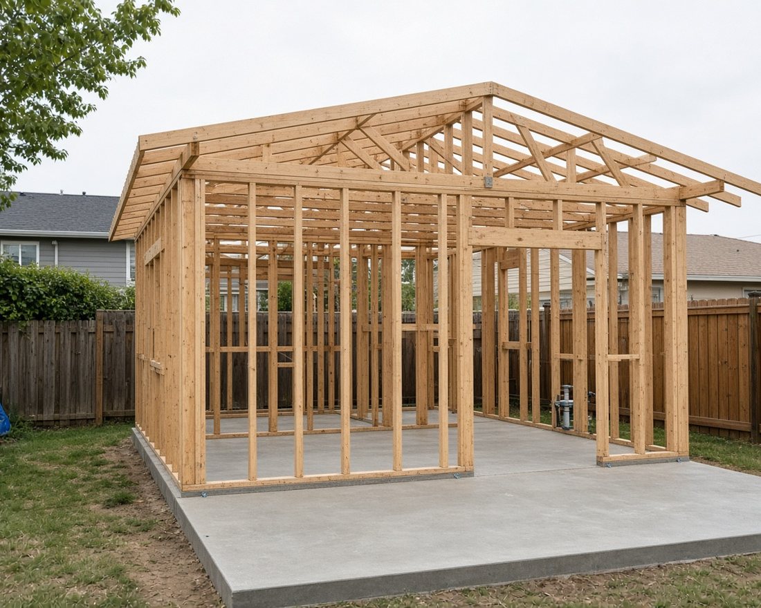 New construction framing on a residential lot